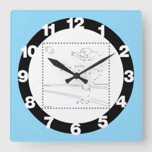 Football Kicker Connect The Dots Square Wall Clock