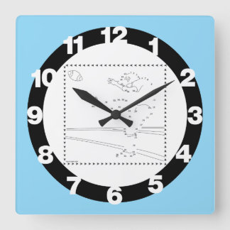 Football Kicker Connect The Dots Square Wall Clock