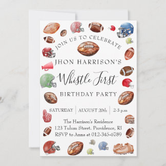 Football Kids Birthday Party Invitation