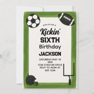 Football kids birthday party invitation