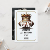 Football King Gold Crown Photo Back 1st Birthday 