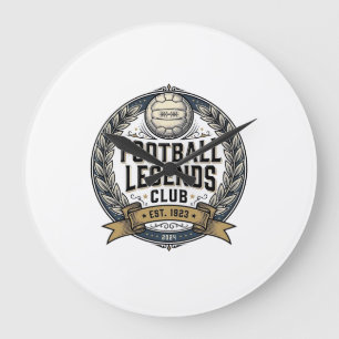 Football Legends Club Vintage Soccer Shirt Design_ Large Clock