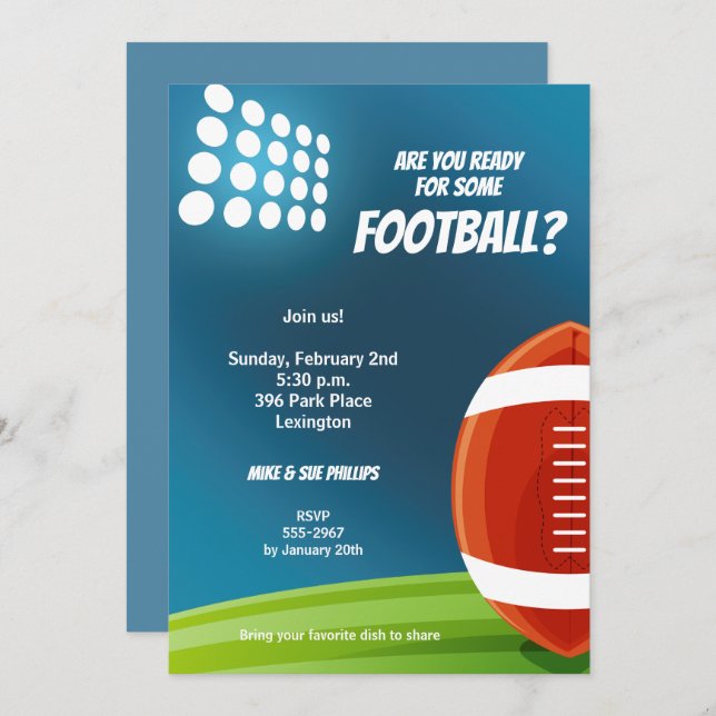 Football Lights Invitation (Front/Back)