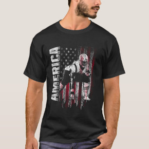 Football Lineman America Flag Offensive Defensive  T-Shirt