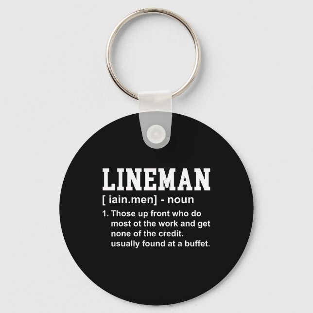 Football Lineman Definition Funny Offensive Linema Key Ring (Front)