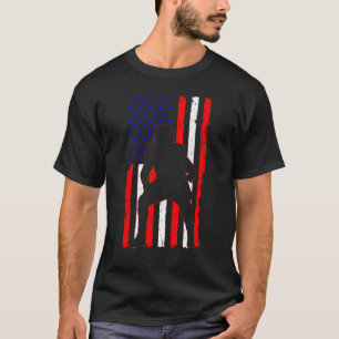 Football Lineman Player 4th Of July USA Flag T-Shirt