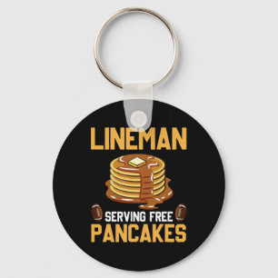Football Lineman Serving Pancakes Daily Offensive  Key Ring