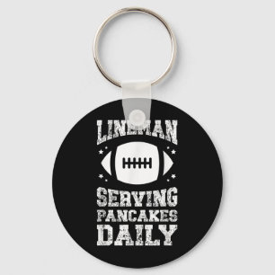 Football Lineman Serving Pancakes Offensive Linema Key Ring
