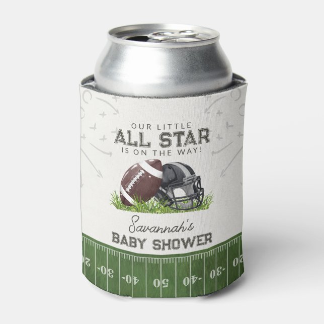 Football Little All Star Touchdown Baby Shower Can Cooler (Can Front)