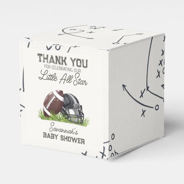 Football Little All Star Touchdown Baby Shower Favour Box (Front Side)