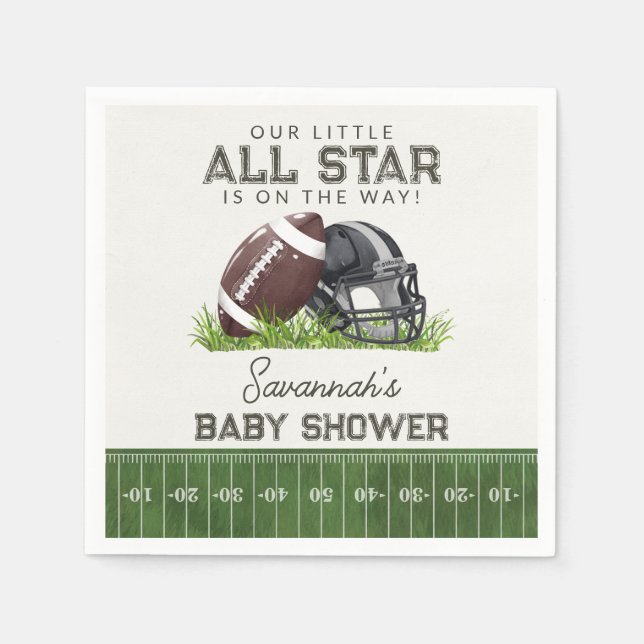 Football Little All Star Touchdown Baby Shower Napkin (Front)