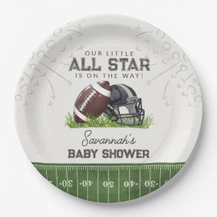 Football Little All Star Touchdown Baby Shower Paper Plate