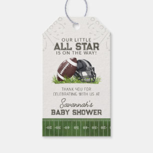 Football Little AllStar Touchdow Baby Shower Favou Gift Tags