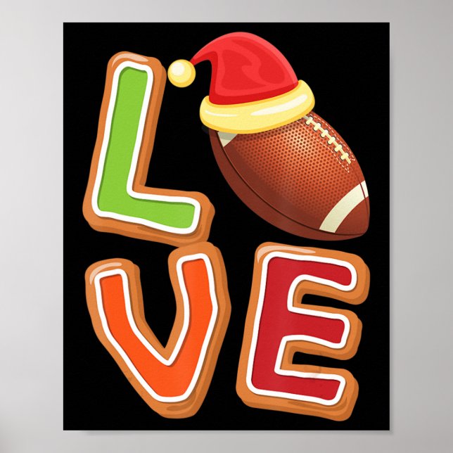 Football Love Christmas Cute Sport Player Xmas Paj Poster (Front)