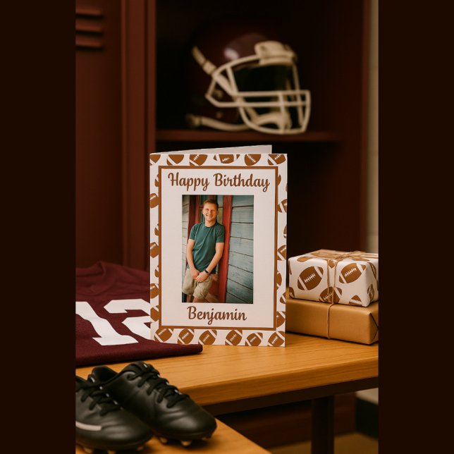 Football Lover Birthday Greeting Photo Card (Creator Uploaded)