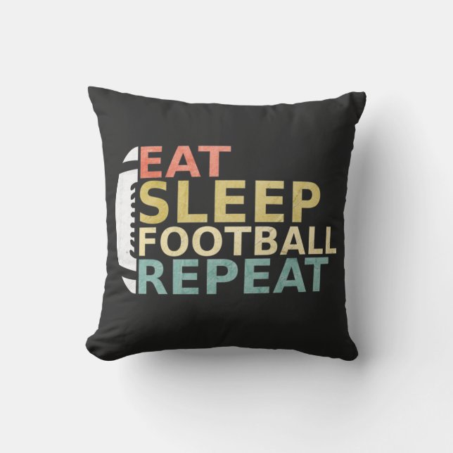 Football Lover Eat Sleep Football Repeat Cushion (Front)