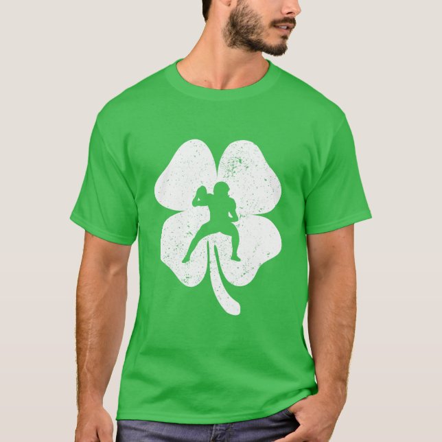 Football Lover St Patricks Day Leaf Clover Irish B T-Shirt (Front)