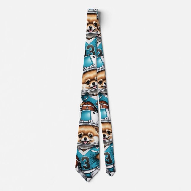Football Lover's Pomeranian Men's Tie (Front)