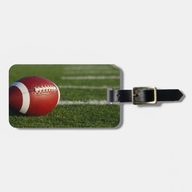 Football Luggage Tag w/ leather strap (Front Horizontal)