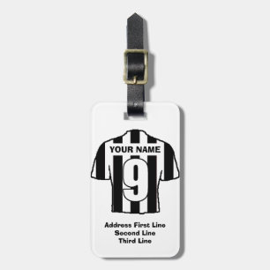Football Luggage Tag - with Black & White Shirt