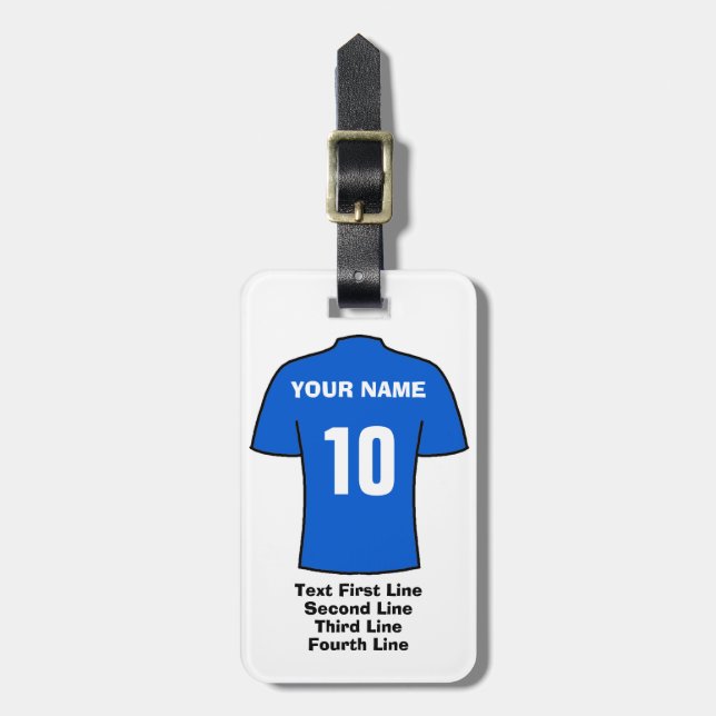 Football Luggage Tag - with Blue Shirt (Front Vertical)