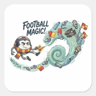 Football Magic Genie Soccer Ball Funny Gift Square Sticker