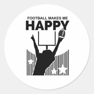 Football Makes Me Happy Classic Round Sticker
