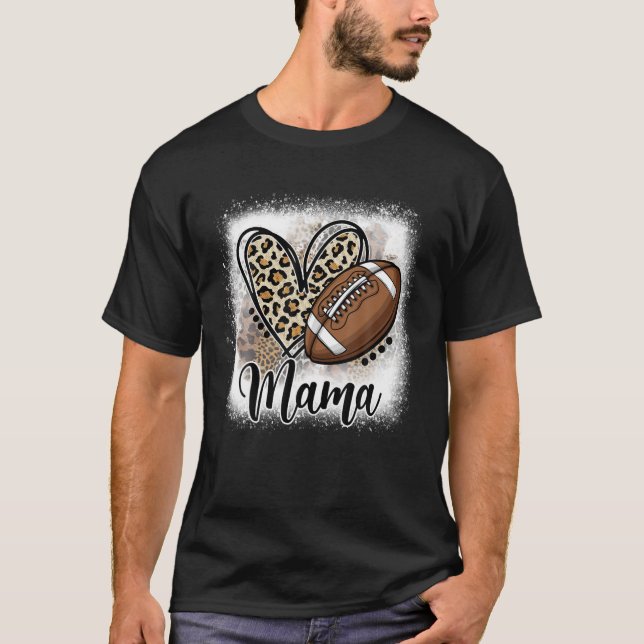 Football Mama Funny Leopard Heart Family Sporty T-Shirt (Front)