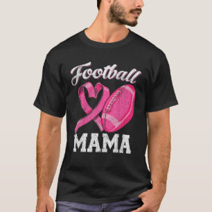 Football Mama Leopard Pink Heart Game Day Football T-Shirt