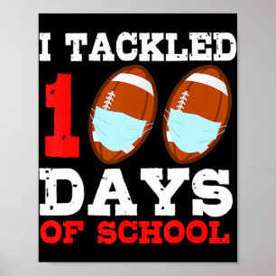 Football Masks Fun 100 Days of School Teacher Boy  Poster