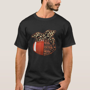 Football Memaw Vintage Leopard Messy Bun T-Shirt