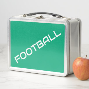 FOOTBALL Modern White Text Green Background Metal Lunch Box