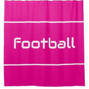 FOOTBALL Modern White Text Stripes On Bright Pink Shower Curtain