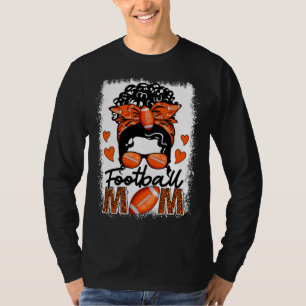 Football Mom Leopard Messy Bun Game Day Mother s D T-Shirt