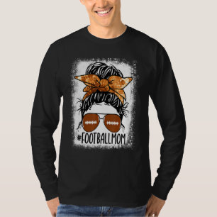 Football Mom Life Tie Dye Bleached Messy Bun Play T-Shirt