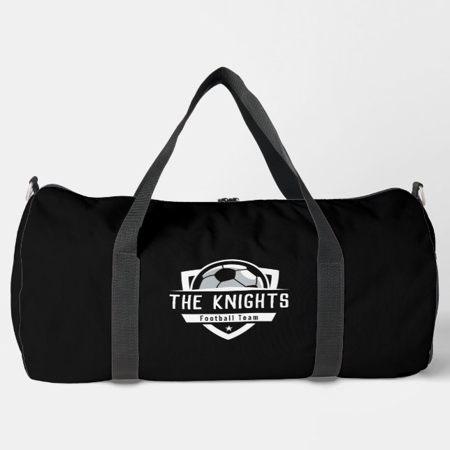 Football Monochrome Black And White Duffle Bag (Front)