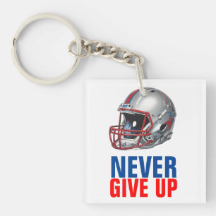 Football Motivational Never Give Up Key Ring