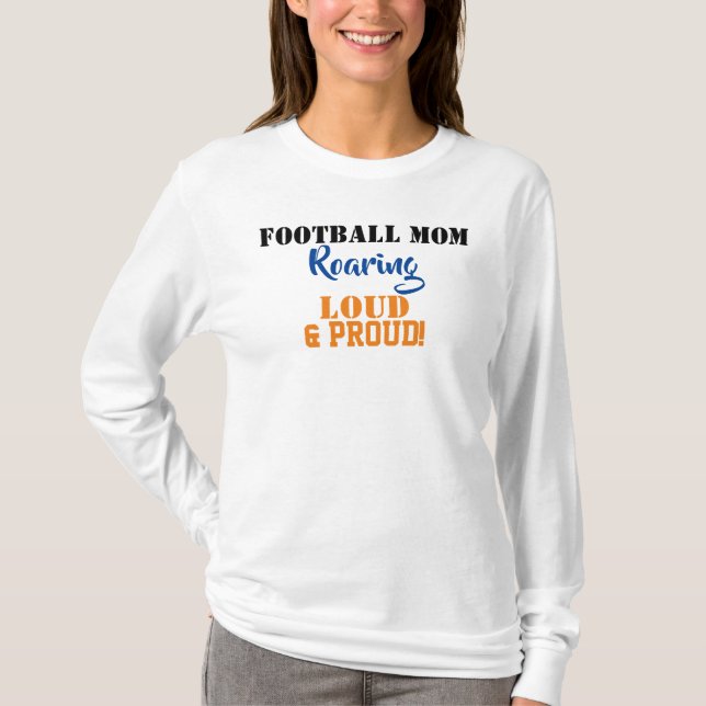Football Mum Blue Orange Number T-Shirt (Front)