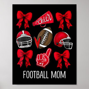 Football Mum Coquette Bow Team Sports Season Footb Poster