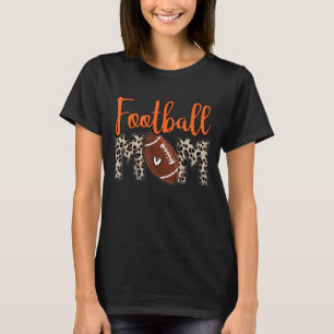 Football Mum Football Leopard Orange With Heart T-Shirt