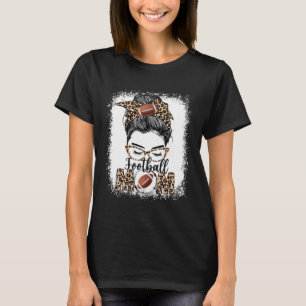 Football Mum Game Day Messy Bun Leopard Mother's D T-Shirt