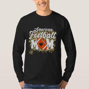 Football Mum Leopard American Football Mothers Day T-Shirt
