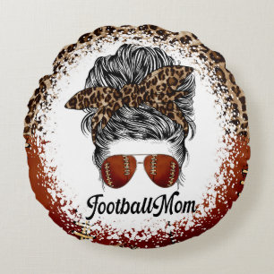 Football Mum Leopard Print Round Cushion