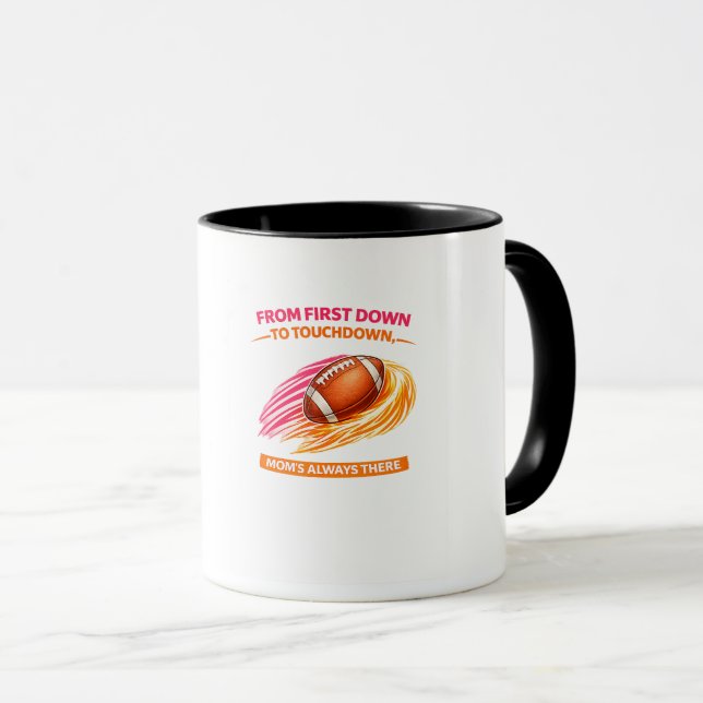 Football Mum Mug – From First Down to Touchdown Mo (Front Right)