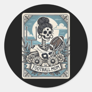 Football Mum Tarot Card Skeleton Football Mama Mot Classic Round Sticker