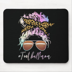 Football Mum With Leopard Print And Messy Bun Mouse Pad