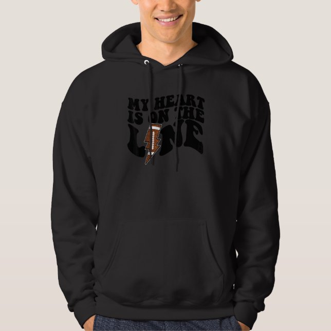 Football My Heart Is On The Line Offensive Lineman Hoodie (Front)