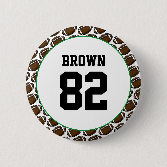 Football Name Number Team Spirit School Colours 6 Cm Round Badge (Front)