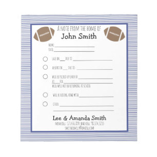 Football Navy Pinstripe School Note Excuse 1 Child