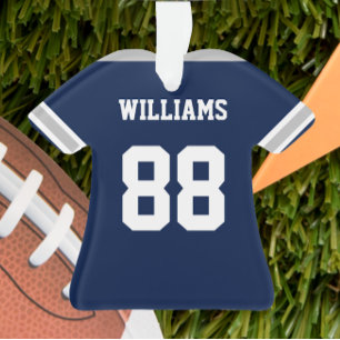 Football Navy, Silver & White Jersey Ornament